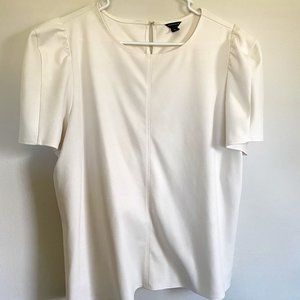 Ann Taylor White Puff Sleeve Top XL